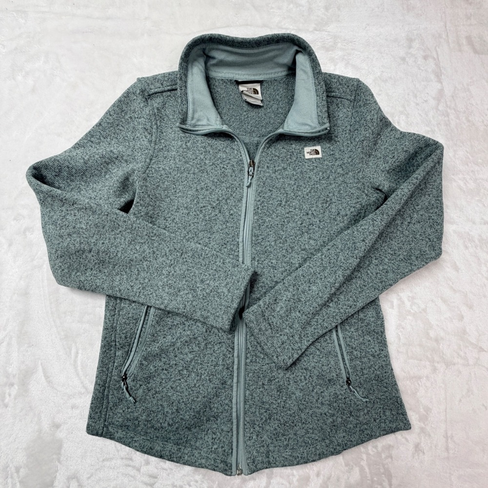 The North Face Womens Crescent Sunset Full Zip Sweater Fleece Jacket Green Med.